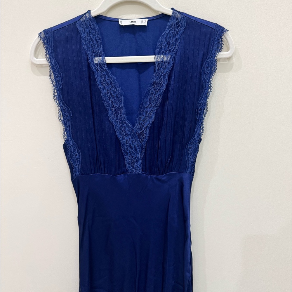 MANGO NAVY LACE DETAIL DRESS- SIZE XS - Picture 4 of 7